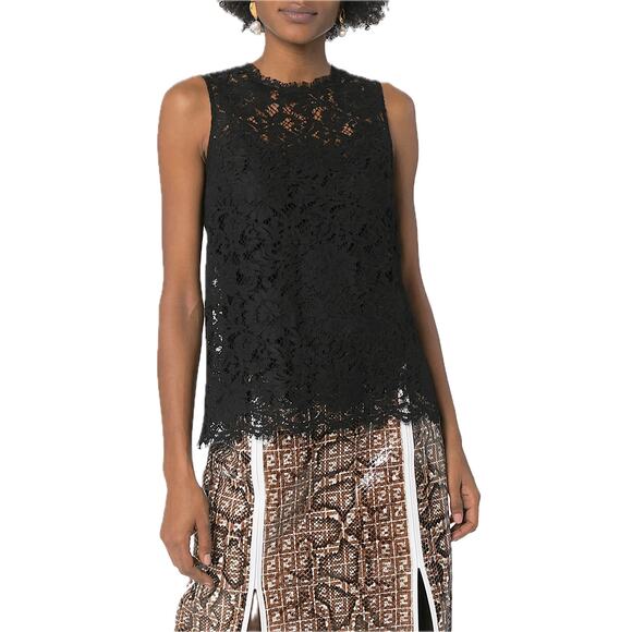 NWT Dolce & Gabbana Black Cordonetto Lace Sleeveless Tank Top Blouse IT 40 S - Picture 2 of 11